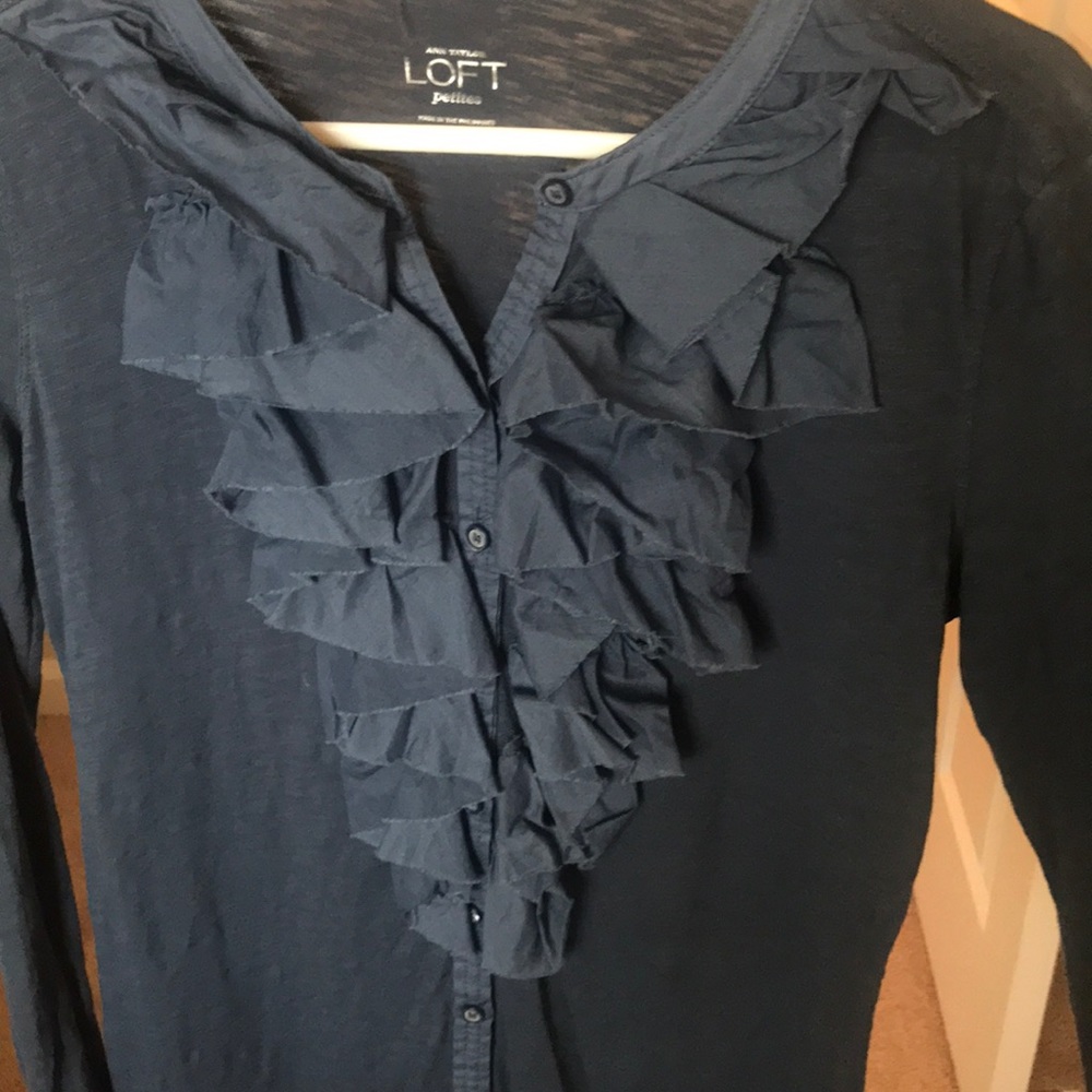 LOFT Button Up Ruffle Blouse - Picture 5 of 6